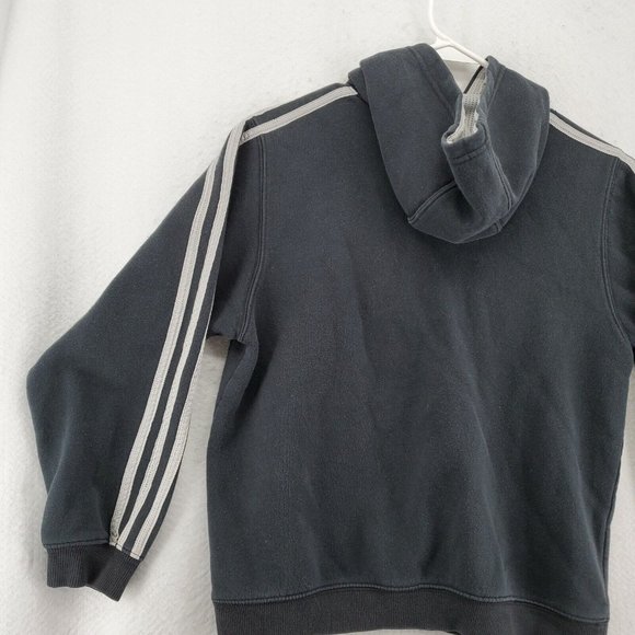 ADIDAS Top Kid's Long Sleeve Hooded Pullover High Neck Sweatshirt Black Med. - Picture 10 of 12